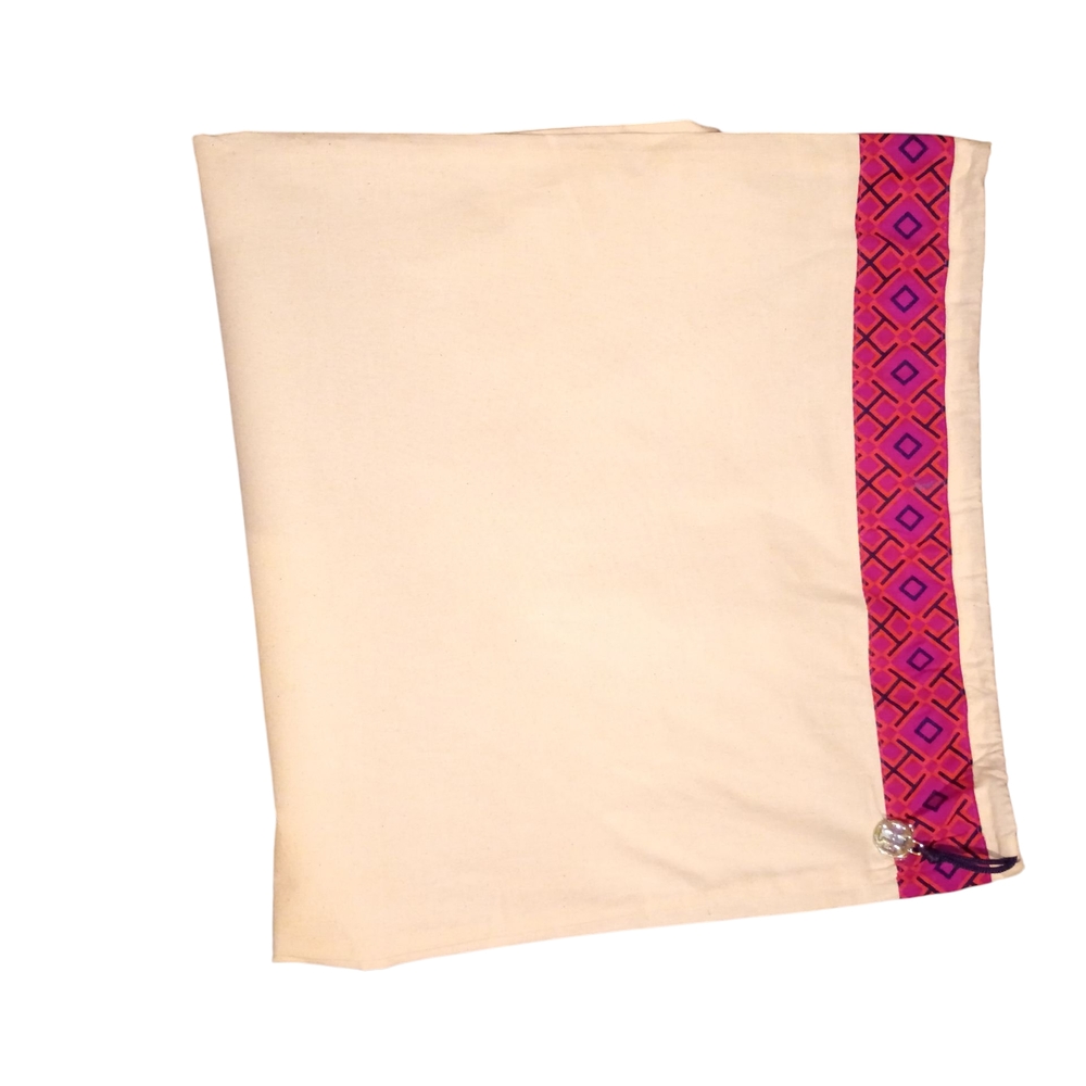 Tory Burch Cream Fabric with Pink Geometric Trim Dust Bag 16x28